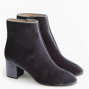 J. Crew Hadley Velvet Block Heel Ankle Boots